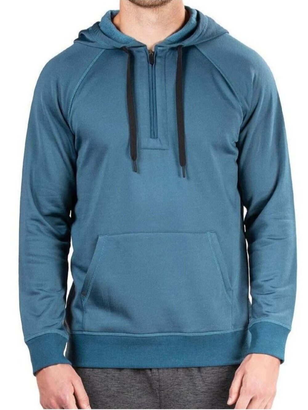 Natori Men's Sathya 1/4-Zip Pullover Hoodie, Stargazer Blue Teal, Large